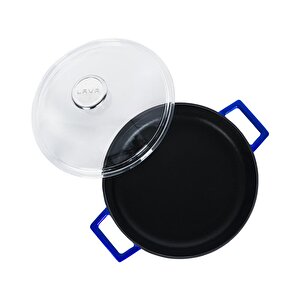 Döküm Çok Amaçlı Yayvan Tencere. Glaze Serisi Çap(ø)24cm. - Kırmızı Mavi
