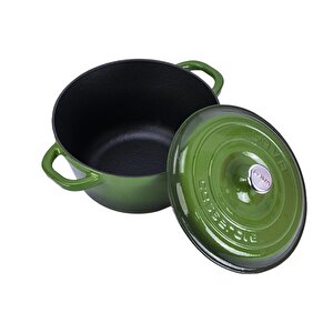 Döküm Yuvarlak Tencere Döküm Demir Kapak New Heritage Serisi Çap(ø)24cm. Yeşil