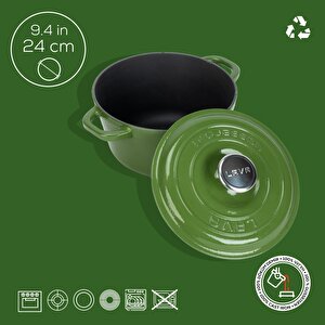 Lava Döküm Yuvarlak Tencere Döküm Demir Kapak New Heritage Serisi Çap(ø)24cm.