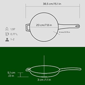 Lava Döküm Yuvarlak Kızartma Tavası Döküm Demir Yekpare Saplı  Çap(ø)20cm.