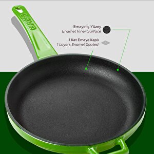 Lava Döküm Yuvarlak Kızartma Tavası Döküm Demir Yekpare Saplı  Çap(ø)20cm.