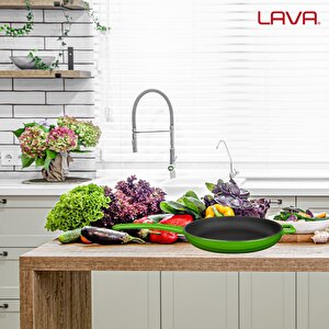 Lava Döküm Yuvarlak Kızartma Tavası Döküm Demir Yekpare Saplı  Çap(ø)20cm.