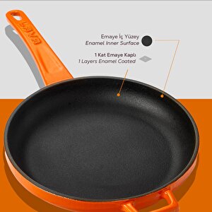 Lava Döküm Yuvarlak Kızartma Tavası Döküm Demir Yekpare Saplı  Çap(ø)20cm.