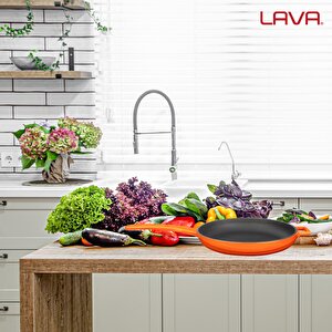 Lava Döküm Yuvarlak Kızartma Tavası Döküm Demir Yekpare Saplı  Çap(ø)20cm.