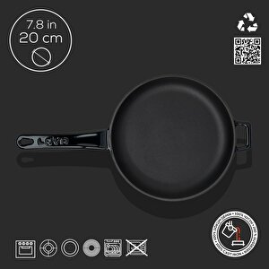 Lava Döküm Yuvarlak Kızartma Tavası Döküm Demir Yekpare Saplı  Çap(ø)20cm.
