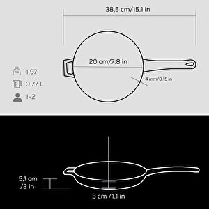 Lava Döküm Yuvarlak Kızartma Tavası Döküm Demir Yekpare Saplı  Çap(ø)20cm.