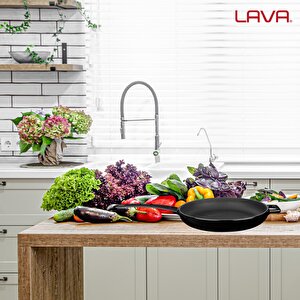Lava Döküm Yuvarlak Kızartma Tavası Döküm Demir Yekpare Saplı  Çap(ø)20cm.