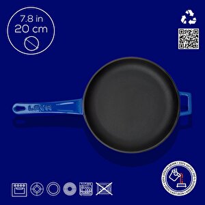Lava Döküm Yuvarlak Kızartma Tavası Döküm Demir Yekpare Saplı  Çap(ø)20cm.