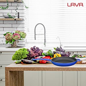 Lava Döküm Yuvarlak Kızartma Tavası Döküm Demir Yekpare Saplı  Çap(ø)20cm.