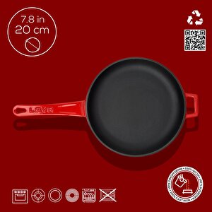 Lava Döküm Yuvarlak Kızartma Tavası Döküm Demir Yekpare Saplı  Çap(ø)20cm.