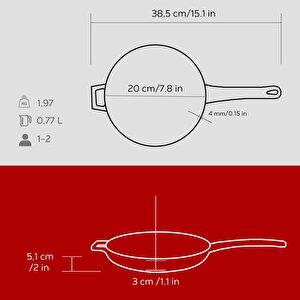 Lava Döküm Yuvarlak Kızartma Tavası Döküm Demir Yekpare Saplı  Çap(ø)20cm.