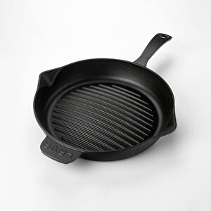Döküm Yuvarlak Izgara Tava Döküm Demir Yekpare Saplı Konkav Taban 12mm. Çap(ø)28cm.