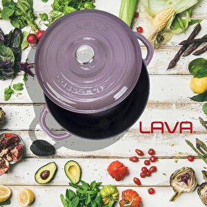 Lava Döküm Yuvarlak Tencere Döküm Demir Kapak New Heritage Serisi Çap(ø)24cm.