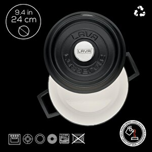 Lava Döküm Yuvarlak Tencere Döküm Demir Yekpare Kulplu Edition Serisi Çap(ø)24cm.