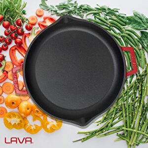 Lava Döküm Yuvarlak Kızartma Tavası Döküm Demir Yekpare Çift Kulplu Çap(ø)30cm.