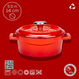 Döküm Yuvarlak Tencere. Trendy Çap(ø) 14cm. Kırmızı