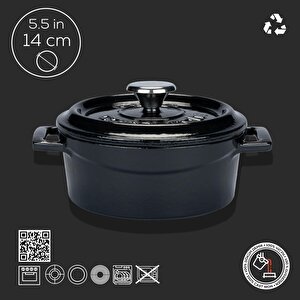 Döküm Yuvarlak Tencere. Trendy Çap(ø) 14cm. Siyah