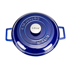 Lava Döküm Çok Amaçlı Yayvan Tencere Döküm Demir Kubbe Form Kapak Premium Serisi Çap(ø)28cm.