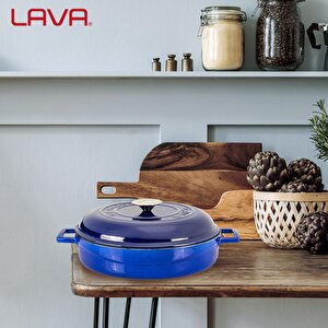 Lava Döküm Çok Amaçlı Yayvan Tencere Döküm Demir Kubbe Form Kapak Premium Serisi Çap(ø)28cm.