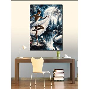 Kanvas Tablo Beyaz Kuğu Ve Balerin 70x100 cm