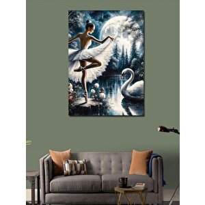Kanvas Tablo Beyaz Kuğu Ve Balerin 70x100 cm