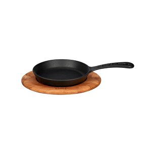 Döküm Yuvarlak Kızartma Tavası Yekpare Saplı Kayın Servis Ahşabı. Çap(ø)16cm.