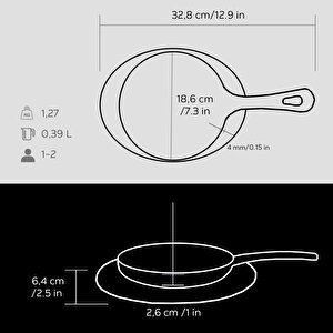 Lava Döküm Yuvarlak Kızartma Tavası Yekpare Saplı Kayın Servis Ahşabı. Çap(ø)16cm.