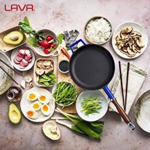 Lava Döküm Yuvarlak Kızartma Tavası Döküm Demir Ve Ahşap Saplı Çap(ø)24cm.