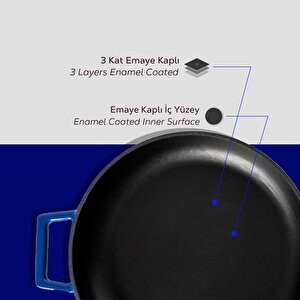 Lava Döküm Yuvarlak Kızartma Tavası Döküm Demir Ve Ahşap Saplı Çap(ø)24cm.