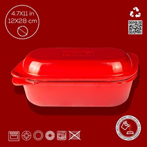 Lava Döküm Ekmek Tenceresi Yekpare Kulplu Döküm Demir Kapak. Ölçü 12x28cm.