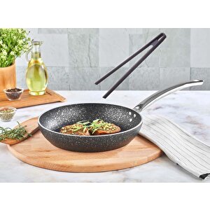 Granit Tava 24 Cm Ve Silikon Maşa