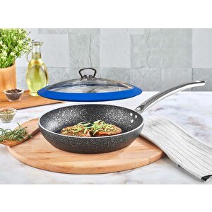 Granit Tava 26 Cm Mavi Silikon Kapaklı
