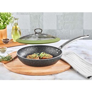Granit Tava 26 Cm Yeşil Silikon Kapaklı