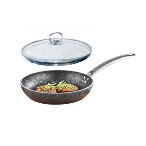 Granit Tava 26 Cm Cam Kapaklı