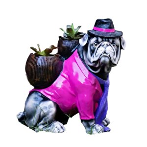 By Ari̇ Şapkali Bulldog Köpek Saksi Bd158-3
