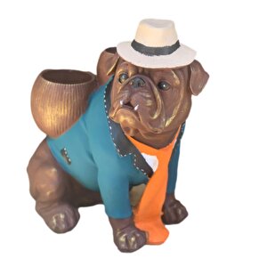 ̇ Şapkali Bulldog Köpek Saksi Bd158-2