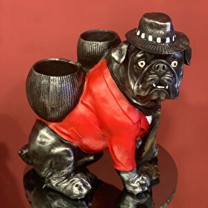 Şapkali Bulldog Köpek Saksi Bd158-1