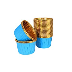 Dolphin Muffin Kağıt Karton Altın Mavi Cupcake Kek Kalıbı Kapsülü Kabı - 25 Adetlik 10 Paket