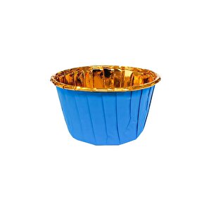 Dolphin Muffin Kağıt Karton  Altın Mavi Cupcake Kek Kalıbı Kapsülü Kabı - 25 Adetlik 5 Paket