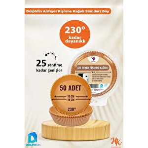 Dolphfin Yağlı Airfryer Fırın Fritöz Tepsi Pişirme Kızartma Kağıdı - Yuvarlak - 16 Cm. - 50 Adet