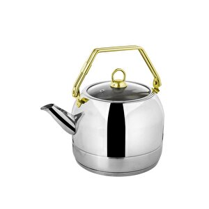 Çelik Çaydanlık Üstten Tutmalı 5 Litre Gold 8078