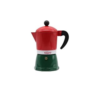 T1197 Adamo Moka Pot 6 Fincan Kırmızı&yeşil