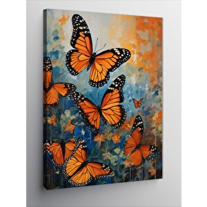 Kanvas Tablo Renkli Kelebekler Soyut Fon 100x140 cm