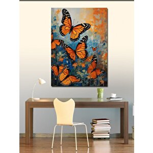 Kanvas Tablo Renkli Kelebekler Soyut Fon 100x140 cm