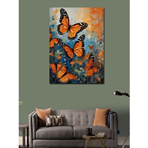 Kanvas Tablo Renkli Kelebekler Soyut Fon 100x140 cm