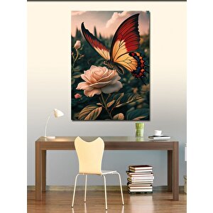 Kanvas Tablo Kırmızı Kanatlı Kelebek 100x140 cm