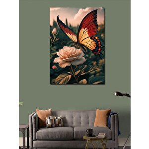 Kanvas Tablo Kırmızı Kanatlı Kelebek 100x140 cm