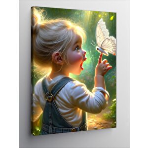 Kanvas Tablo Kız Çocuğu Ve Kelebek 70x100 cm