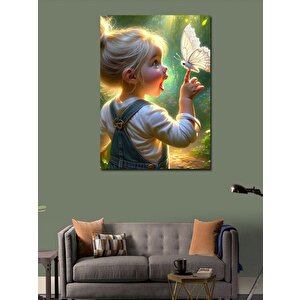 Kanvas Tablo Kız Çocuğu Ve Kelebek 70x100 cm