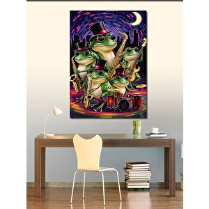 Kanvas Tablo Caz Müzik Yapan Kurbağalar 70x100 cm